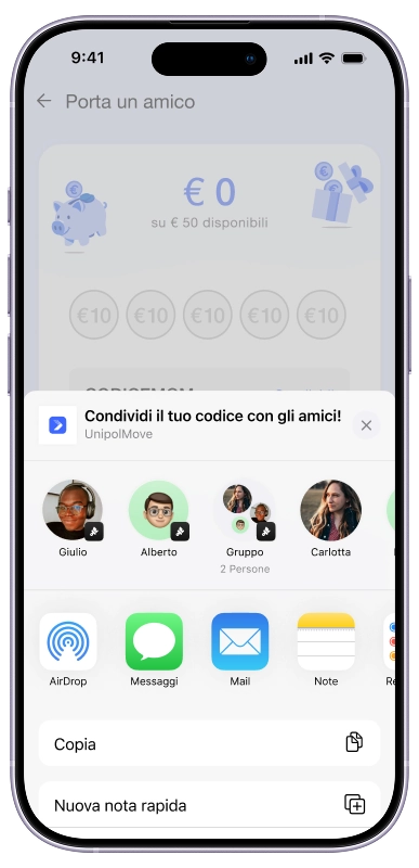 Condividi il codice con gli amici