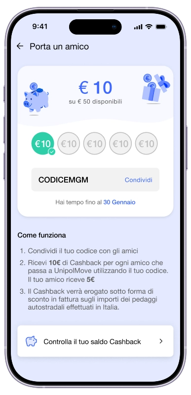 Ricevi il cashback